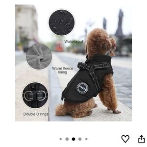 Black Water resistant Fleece Dog Harness Coat